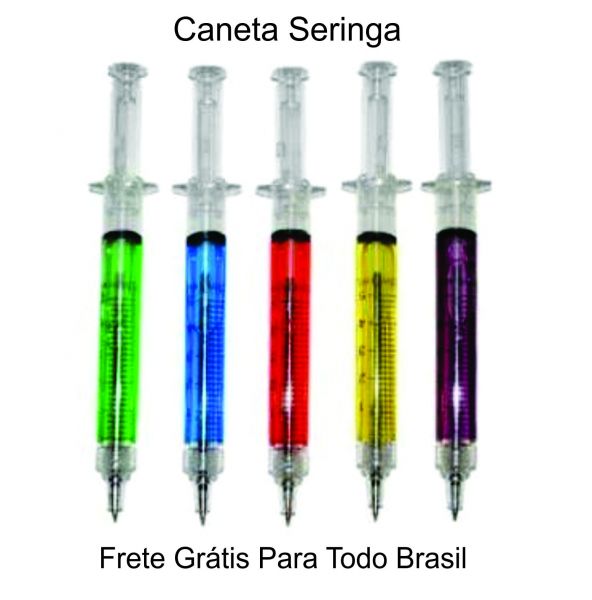 Kit com 15 Canetas Seringa - Frete Grátis